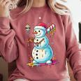 Christmas Baseball Snowman Drip For Boys Men Girls Women Comfort Colors Sweatshirt Orchid