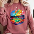 Colorful Baseball Field Home Run Baseball Player Fans Comfort Colors Sweatshirt Orchid Colorful Baseball Field Home Run Baseball Player Fans Comfort Colors Sweatshirt Orchid