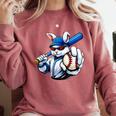 Cool Rabbit Baseball Easter Men Boy Toddler Kid Comfort Colors Sweatshirt Orchid