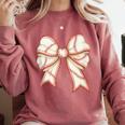 Coquette Bow Baseball Mama Baseball Mom Women Comfort Colors Sweatshirt Orchid