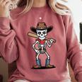 Cowboy Skeleton Baseball Halloween Graphic Comfort Colors Sweatshirt Orchid Cowboy Skeleton Baseball Halloween Graphic Comfort Colors Sweatshirt Orchid