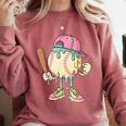 Cute Baseball Ice Cream Drip For Girls & Boys 2 Sides Comfort Colors Sweatshirt Orchid