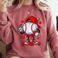 Cute Game Day Baseball Ice Cream Drip Valentine Love XOXO Comfort Colors Sweatshirt Orchid