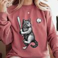 Cute Kitten Playing Baseball Hitter Bat Cool Baseball Cat Comfort Colors Sweatshirt Orchid Cute Kitten Playing Baseball Hitter Bat Cool Baseball Cat Comfort Colors Sweatshirt Orchid