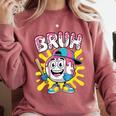 Drip Baseball Boy Youth Kid Ice Cream Dripping Baseball Bruh Comfort Colors Sweatshirt Orchid