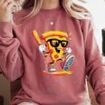 Drippy Pizza Baseball Slice Cartoon Sports Food Comfort Colors Sweatshirt Orchid