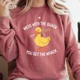 Duck And Baseball Bat Mess With The Quack You Get Whack Comfort Colors Sweatshirt Orchid