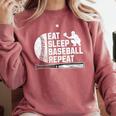 Eat Sleep Baseball Repeat Baseball Player Men Boys Comfort Colors Sweatshirt Orchid