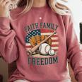 Faith Family Freedom Patriotic Christian Baseball Game Day Comfort Colors Sweatshirt Orchid