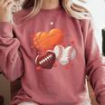 Football Basketball Baseball Heart Valentine Boys Men Kid Comfort Colors Sweatshirt Orchid