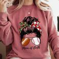 Football Mom Baseball Mom Of Both Messy Bun Mother's Day Premium Tri-Blend Comfort Colors Sweatshirt Orchid Football Mom Baseball Mom Of Both Messy Bun Mother's Day Premium Tri-Blend Comfort Colors Sweatshirt Orchid