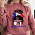 French Baseball Mom France Messy Bun Comfort Colors Sweatshirt Orchid French Baseball Mom France Messy Bun Comfort Colors Sweatshirt Orchid