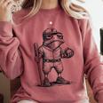 Frog Basketbal Men Women Grumpy Frog Playing Baseball Comfort Colors Sweatshirt Orchid