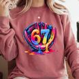 Gen Alpha Slang Ice Cream Drip Six Seven 67 Baseball Catcher Comfort Colors Sweatshirt Orchid