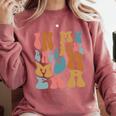 Groovy In My Baseball Mom Era Softball Game Day Comfort Colors Sweatshirt Orchid