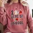 Happy 100 Days Of School Baseball Girls Coquette Bow Teacher Comfort Colors Sweatshirt Orchid Happy 100 Days Of School Baseball Girls Coquette Bow Teacher Comfort Colors Sweatshirt Orchid