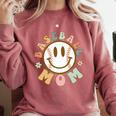 Happy Baseball Mom Groovy Retro Floral Smiling Face Comfort Colors Sweatshirt Orchid Happy Baseball Mom Groovy Retro Floral Smiling Face Comfort Colors Sweatshirt Orchid