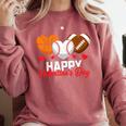 Happy Valentine’s Day Basketball Football Baseball Hearts Comfort Colors Sweatshirt Orchid