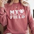 My Heart Is On That Court Baseball Mom Comfort Colors Sweatshirt Orchid