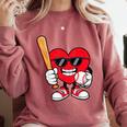 Heart Playing Baseball Valentines Day Comfort Colors Sweatshirt Orchid Heart Playing Baseball Valentines Day Comfort Colors Sweatshirt Orchid