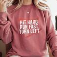 Hit Hard Run Fast Turn Left Baseball Player & Fan Premium Tri-Blend Comfort Colors Sweatshirt Orchid Hit Hard Run Fast Turn Left Baseball Player & Fan Premium Tri-Blend Comfort Colors Sweatshirt Orchid