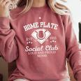 Home Plate Social Club Baseball Moms Group Tee Comfort Colors Sweatshirt Orchid