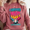 HUGvyn I Survived 100 Days Baseball Teacher Ice Cream Drip Comfort Colors Sweatshirt Orchid HUGvyn I Survived 100 Days Baseball Teacher Ice Cream Drip Comfort Colors Sweatshirt Orchid