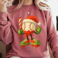 Ice Cream Drip Baseball Christmas Baseball Drip Candy Cane Comfort Colors Sweatshirt Orchid