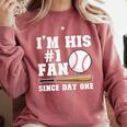 I'm His 1 Fan Since Day One Baseball Mom Comfort Colors Sweatshirt Orchid