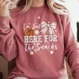 I'm Just Here For The Snacks Baseball Coquette Game Day Girl Comfort Colors Sweatshirt Orchid I'm Just Here For The Snacks Baseball Coquette Game Day Girl Comfort Colors Sweatshirt Orchid