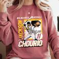Jackson Chourio Milwaukee MLB Baseball Player MLBJCH203M Comfort Colors Sweatshirt Orchid Jackson Chourio Milwaukee MLB Baseball Player MLBJCH203M Comfort Colors Sweatshirt Orchid