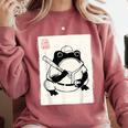Japanese Grumpy Frog Baseball Player Baseball Comfort Colors Sweatshirt Orchid