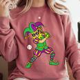 Jester Baseball Mardi Gras Carnival Sport Men Boy Teen Kids Comfort Colors Sweatshirt Orchid