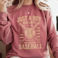 Just a Boy Who Loves Baseball Comfort Colors Sweatshirt Orchid Just a Boy Who Loves Baseball Comfort Colors Sweatshirt Orchid
