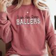 Kinda Busy Raising Ballers Funny Baseball Mom Mother's Day Premium Tri-Blend Comfort Colors Sweatshirt Orchid