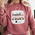 Leopard Baseball Mom Mama Mommy Bleached Comfort Colors Sweatshirt Orchid