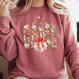 Leopard Checkered Game Day Baseball Coquette Bow Women Girls Comfort Colors Sweatshirt Orchid Leopard Checkered Game Day Baseball Coquette Bow Women Girls Comfort Colors Sweatshirt Orchid