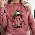 Loud And Proud Baseball Mom Messy Bun Leopard Baseball Mom Comfort Colors Sweatshirt Orchid