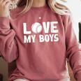 I Love My Boys Baseball Moms Comfort Colors Sweatshirt Orchid