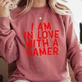 I Am In Love With A Gamer Cute Valentines Day Gamer Couple Raglan Baseball Tee Comfort Colors Sweatshirt Orchid