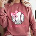 Mama Biggest Fan Coquette Bow Baseball Mom Fan Mother's Day Comfort Colors Sweatshirt Orchid Mama Biggest Fan Coquette Bow Baseball Mom Fan Mother's Day Comfort Colors Sweatshirt Orchid
