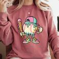 Melted Ice-Cream Baseball Mascot Pastel Pop Comfort Colors Sweatshirt Orchid