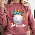 Messy Ball Puzzle Baseball Mom Life Autism Awareness Month Comfort Colors Sweatshirt Orchid