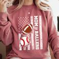 Mom Of Ballers USA Flag Football Baseball Mom Comfort Colors Sweatshirt Orchid Mom Of Ballers USA Flag Football Baseball Mom Comfort Colors Sweatshirt Orchid