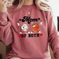 Mom Of Both Basketball Baseball Mom Comfort Colors Sweatshirt Orchid