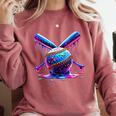 Neon Dripping Baseball And Bats Colorful Sports Art Comfort Colors Sweatshirt Orchid Neon Dripping Baseball And Bats Colorful Sports Art Comfort Colors Sweatshirt Orchid