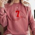 Number 7 Years Baseball 7TH Birthday Comfort Colors Sweatshirt Orchid