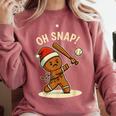 Oh Snap Gingerbreadman Baseball Christmas Men Boys Toddlers Comfort Colors Sweatshirt Orchid