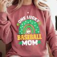 One Lucky Baseball Mom St Patricks Day Rainbow Mother Mama Comfort Colors Sweatshirt Orchid