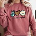Peace Love Baseball Lover Motif For Women Pink Baseball Mom Comfort Colors Sweatshirt Orchid Peace Love Baseball Lover Motif For Women Pink Baseball Mom Comfort Colors Sweatshirt Orchid